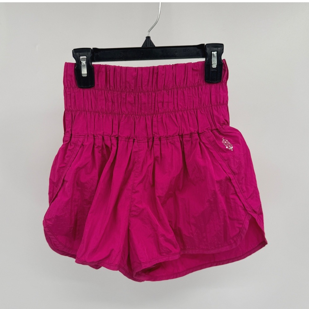 Free People Movement The Way Home Shorts Magenta Hot Pink High Rise Smocked S